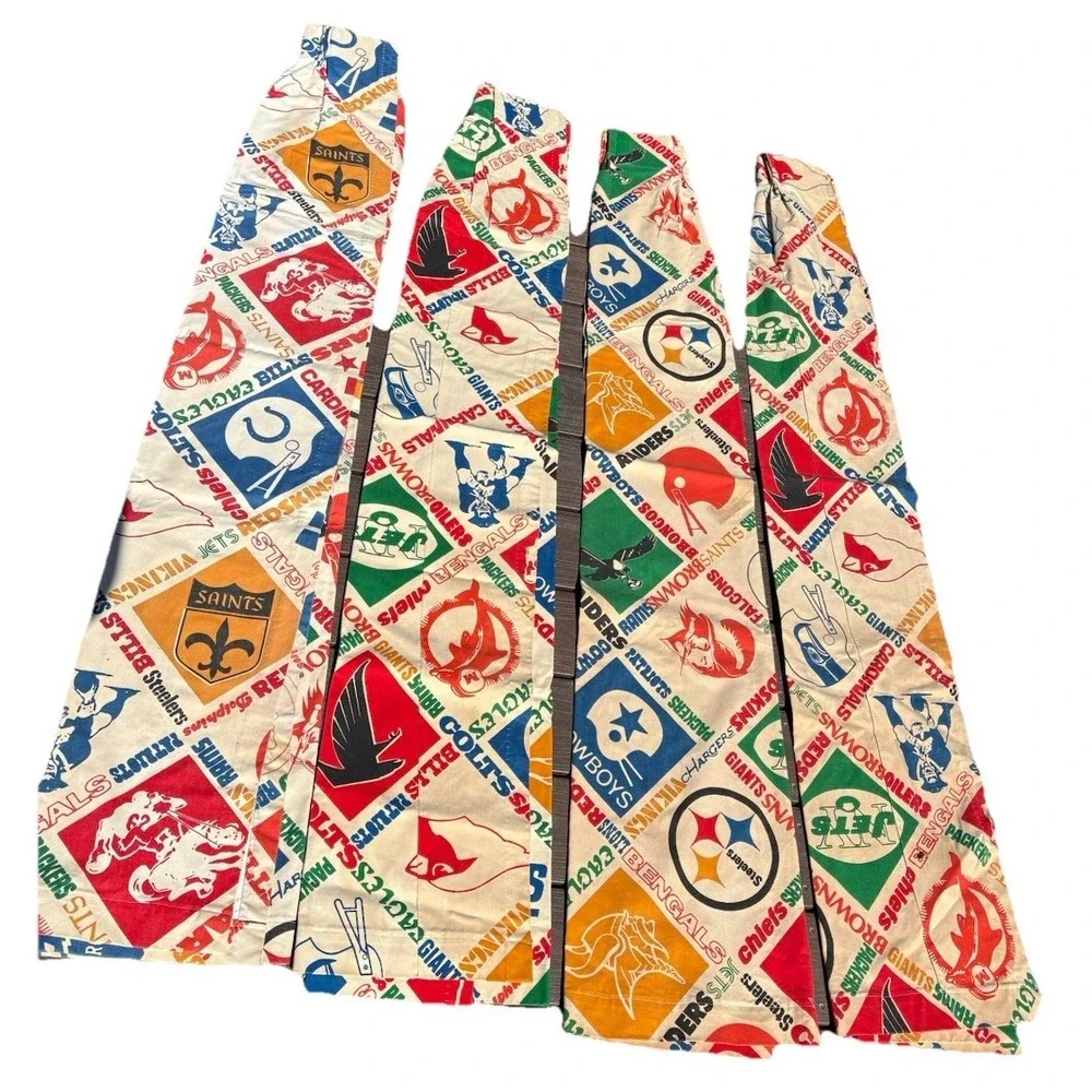 Vtg Set Of 4 1970s NFL Football Teams Logo SEARS Perma-Prest Curtains 150